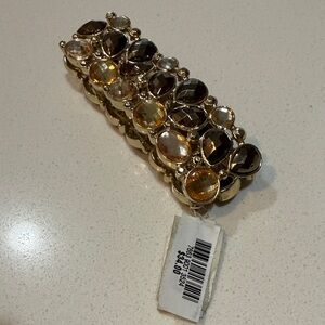 Add-On Item Gold Tone Multi Stone Stretch Bracelet Statement Jewelry